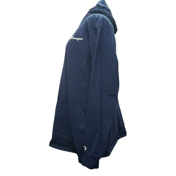 Champion Navy Blue Hoodie T-Shirt, Long Sleeve, Men's XXL, Drawstring, Pocket - Picture 6 of 13